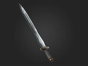 one-handed sword bronze handle steel blade game ready vr - ar - low-poly 3D Model
