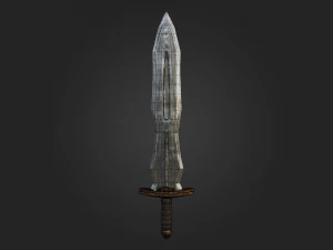 one-handed sword bronze handle steel blade game ready vr - ar - low-poly 3D Model