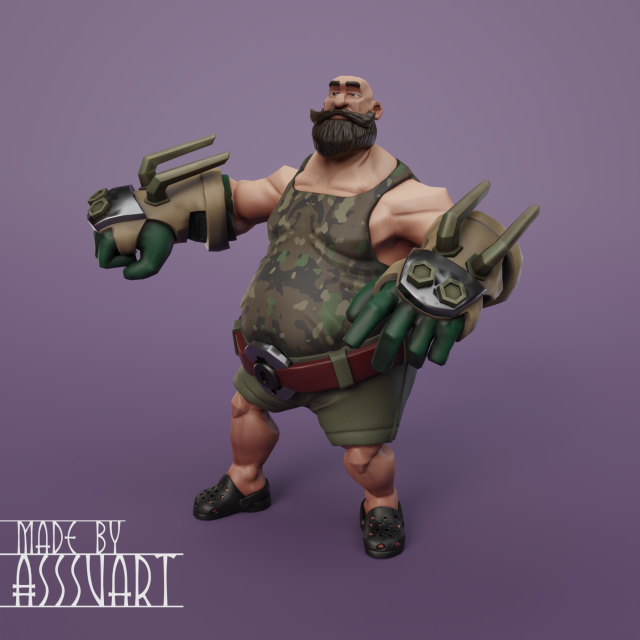 Game ready stylized male boxer fighter Modelo 3D .c4d .max .obj .3ds .fbx .stl .blend 