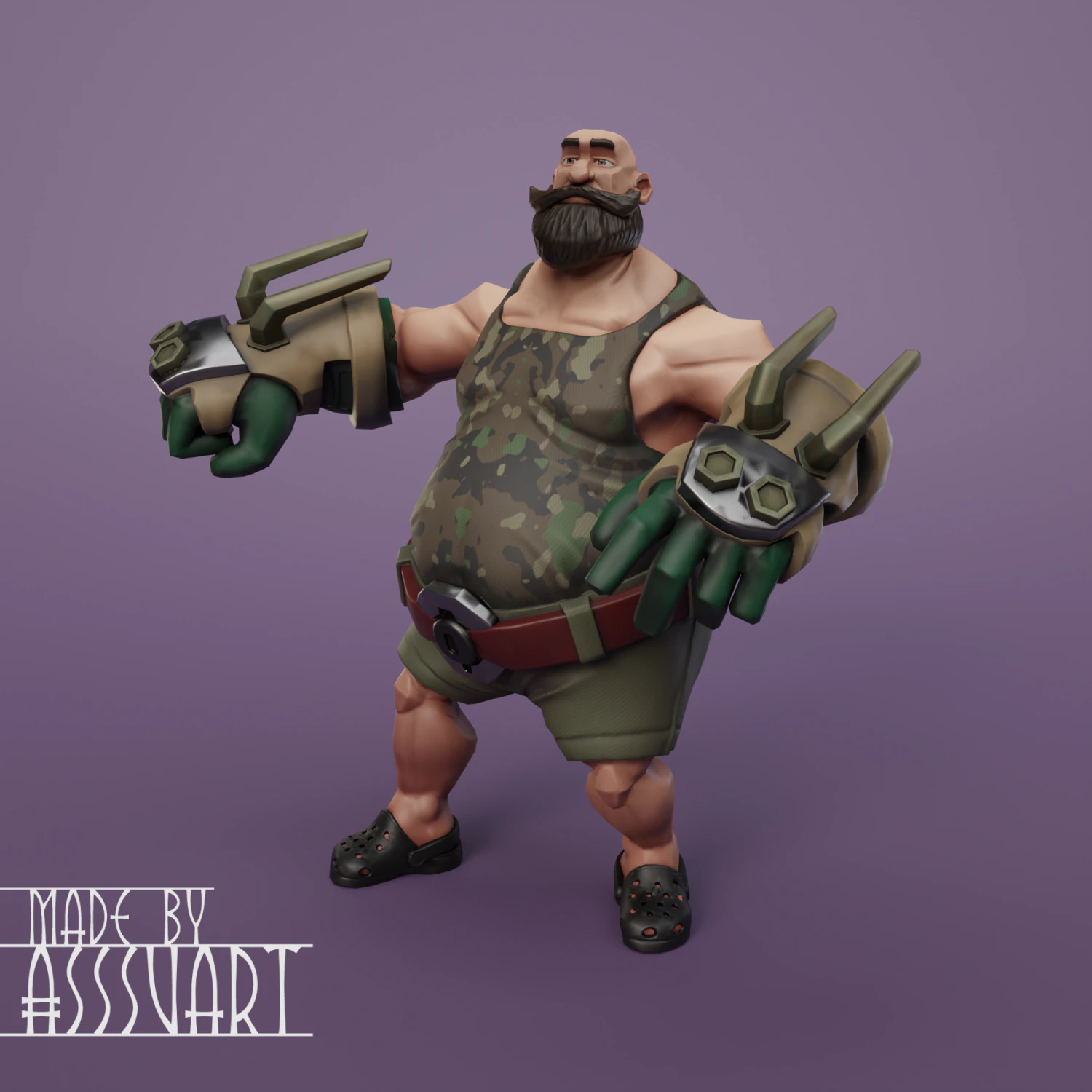 Game ready stylized male boxer fighter 3D Model .c4d .max .obj .3ds .fbx .stl .blend