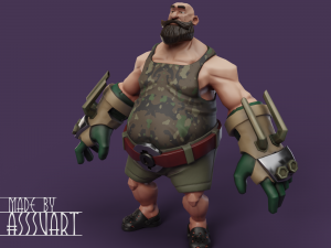 Game ready stylized male boxer fighter Modelo 3D