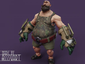 Game ready stylized male boxer fighter 3D Model