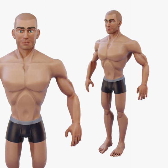Stylized strong man Modello 3D .c4d .max .obj .3ds .fbx .stl .blend 