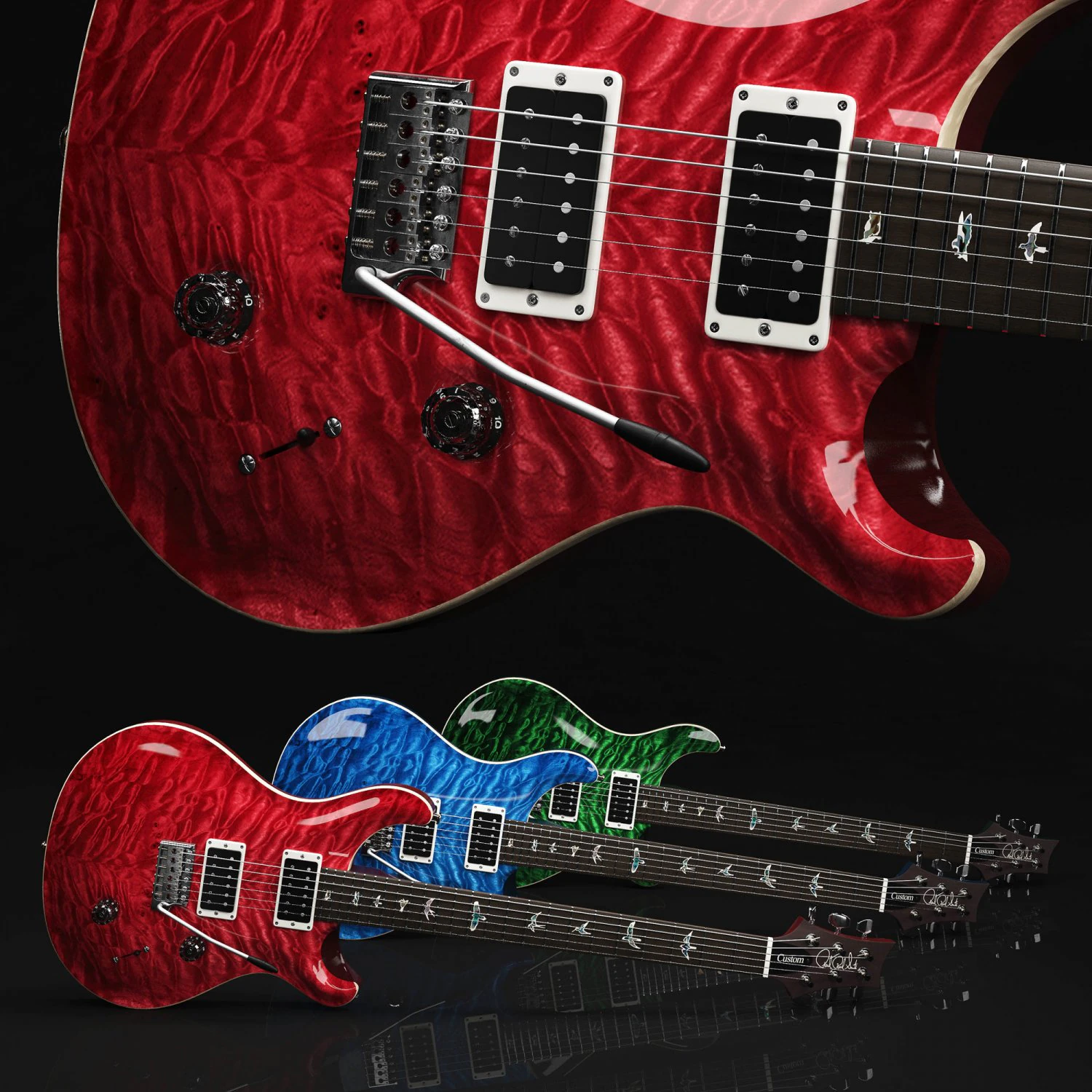 guitarra paul reed smith prs custom 24 Modelo 3D .c4d .max .obj .3ds .fbx .stl .blend 