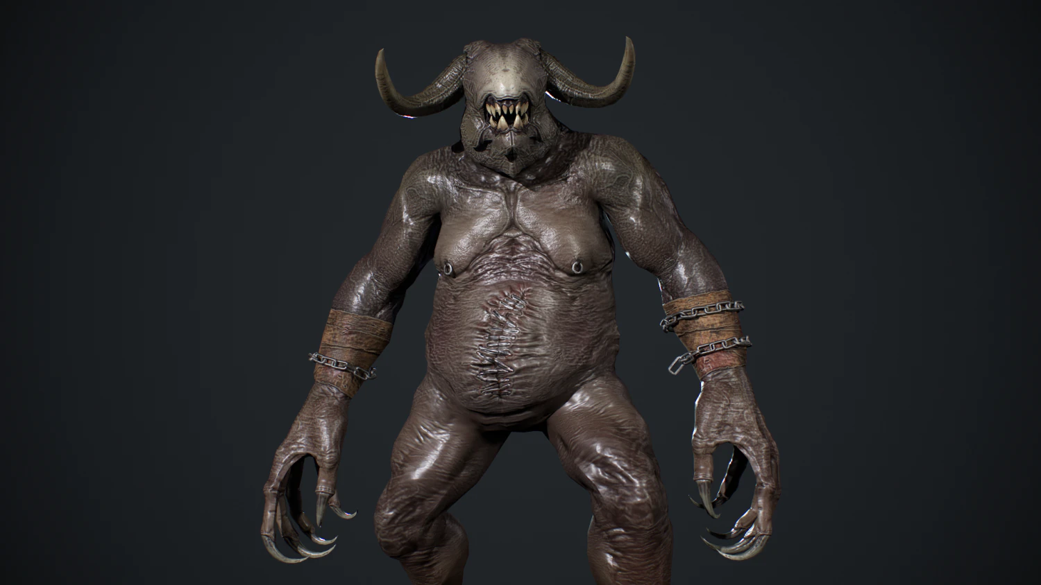 Fat Demon 3D Model .c4d .max .obj .3ds .fbx .stl .blend