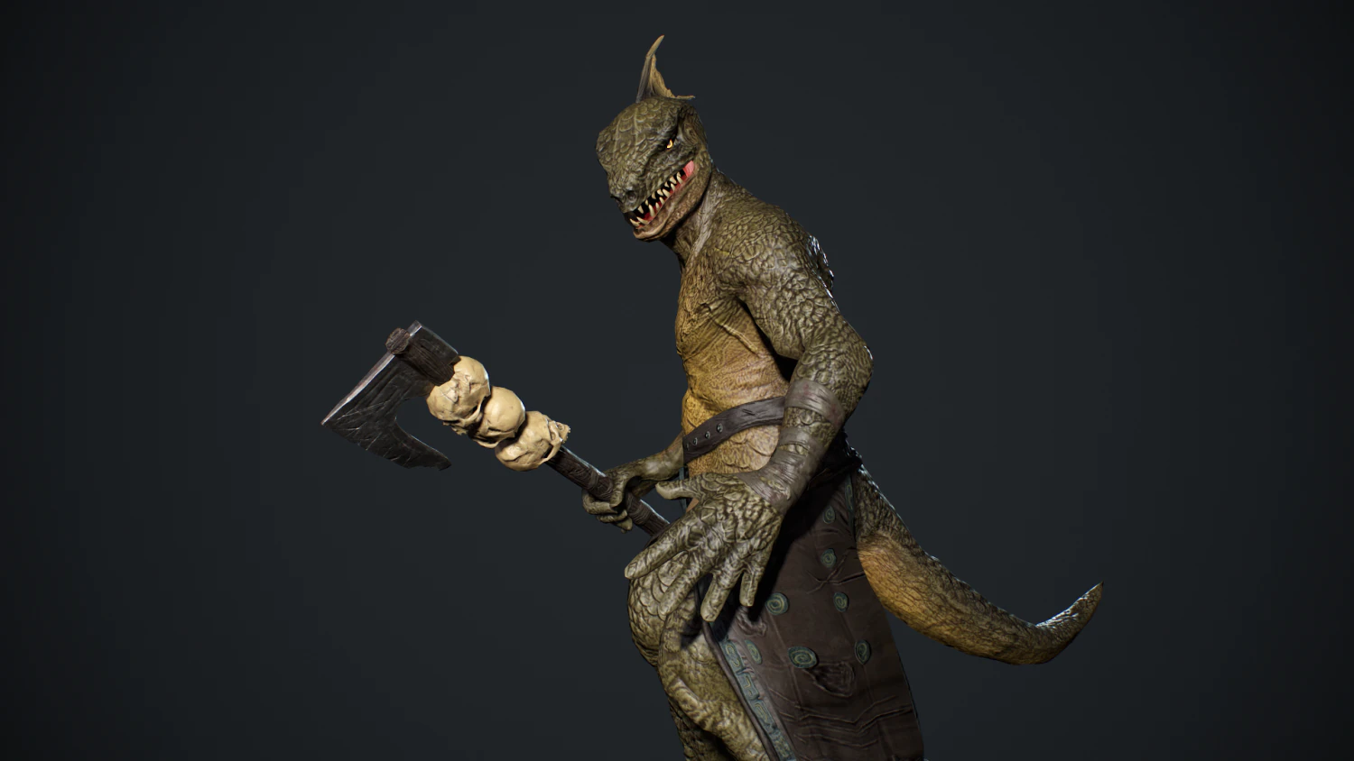 Lizardman Barbarian 3D Model .c4d .max .obj .3ds .fbx .stl .blend 