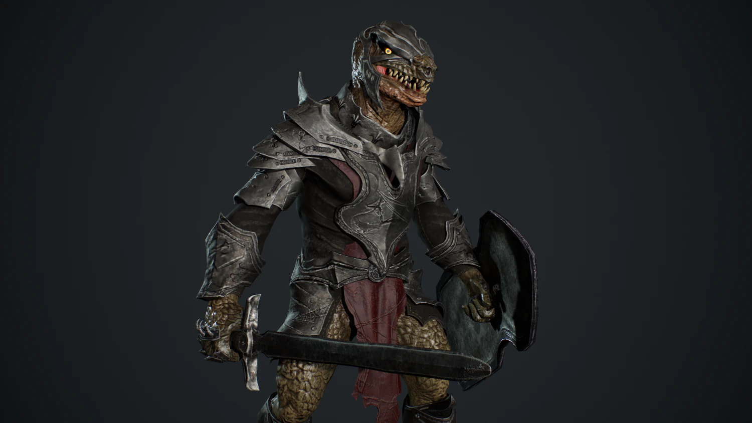 Lizardman Knight 3D Model .c4d .max .obj .3ds .fbx .stl .blend 