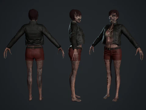 Zombie Girl 3D Model