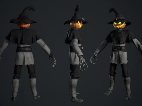 Pumpkinhead Scarecrow 3D Model
