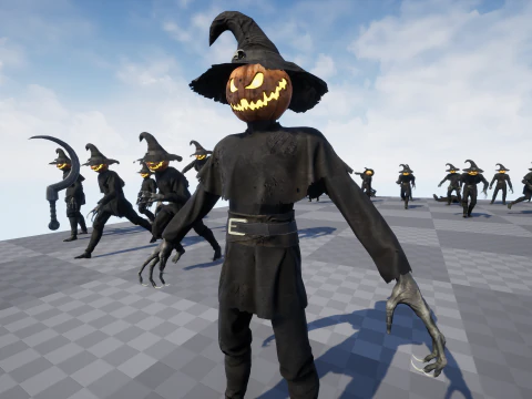 Pumpkinhead Scarecrow 3D Model