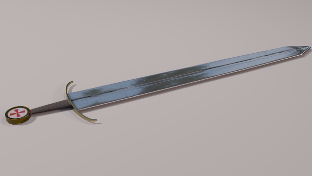 medieval templar sword Modelo 3D .c4d .max .obj .3ds .fbx .stl .blend 