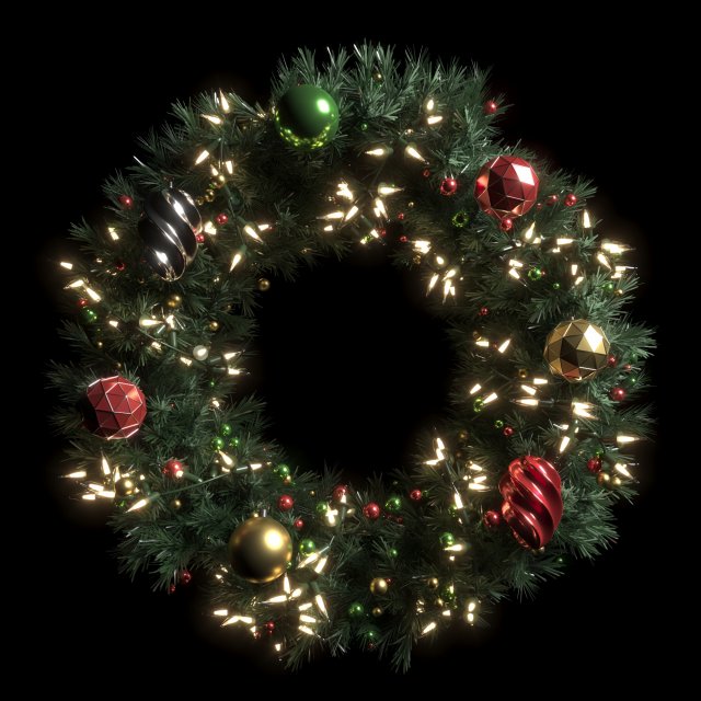 christmas wreath 3D Model .c4d .max .obj .3ds .fbx .stl .blend 