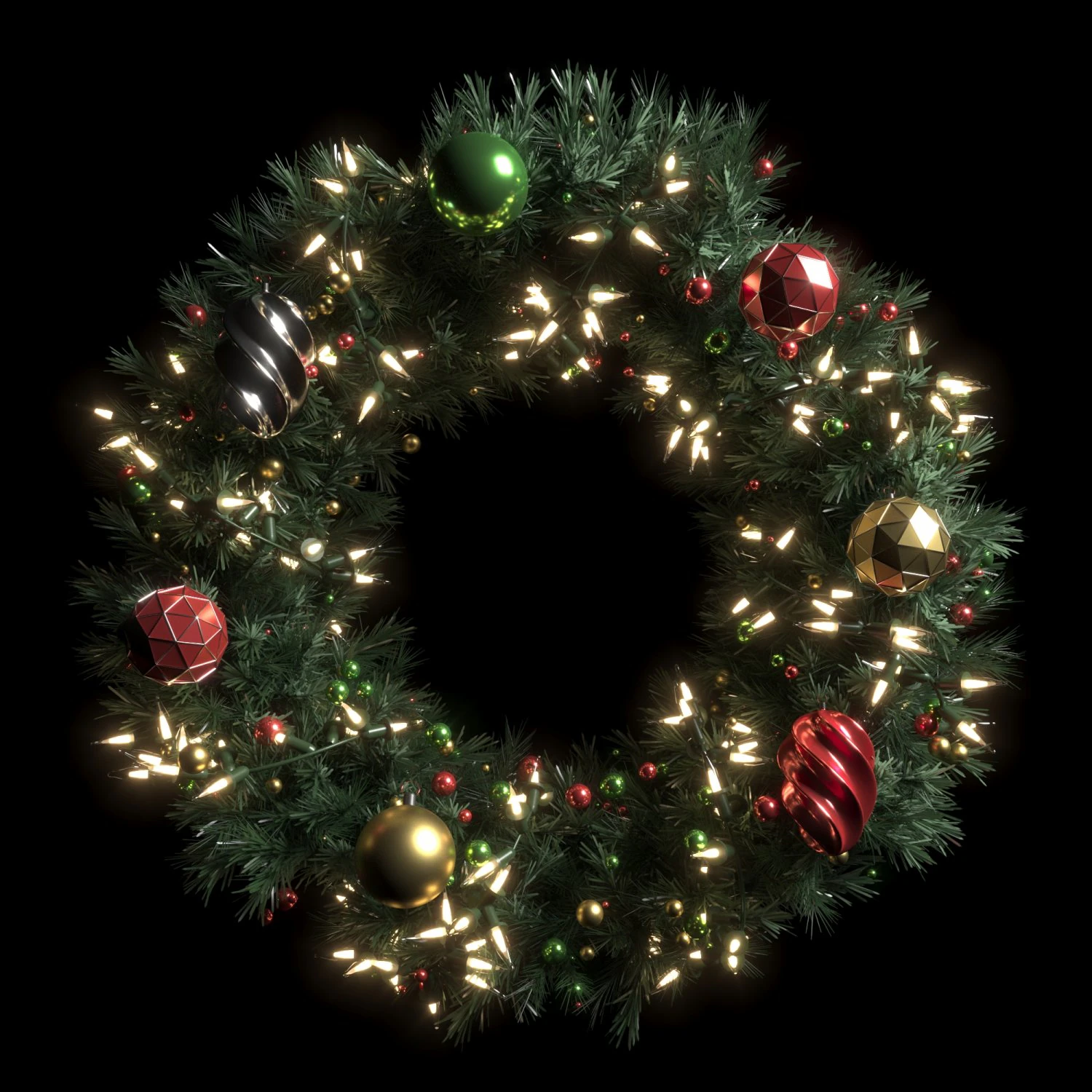 christmas wreath 3D Model .c4d .max .obj .3ds .fbx .stl .blend 
