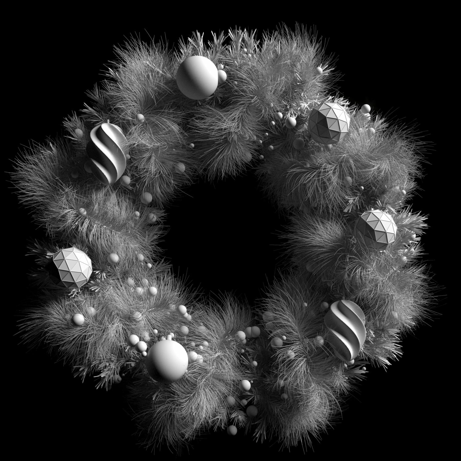 christmas wreath white 3D Model .c4d .max .obj .3ds .fbx .stl .blend