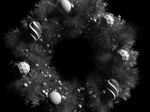 christmas wreath white Model 3D