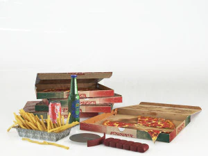 set pizza Model 3D