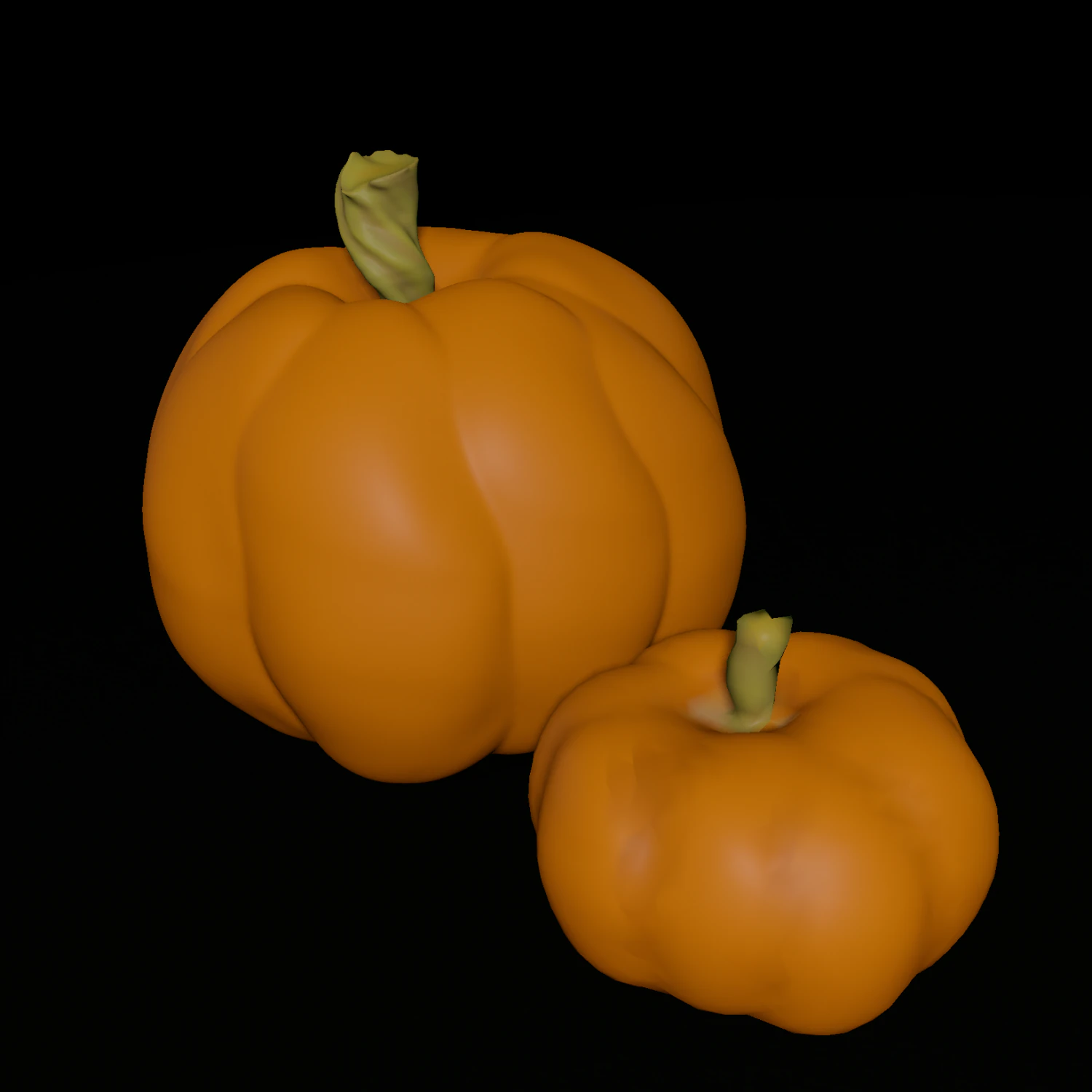 two pumpkins realistic pumpkin 3D Print Model .c4d .max .obj .3ds .fbx .stl .blend