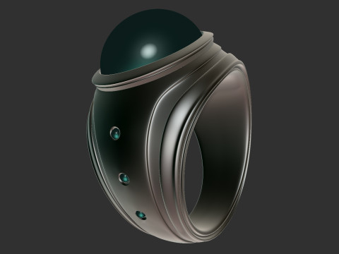 Ring signet ring with stone 3D प्रिंट मॉडल