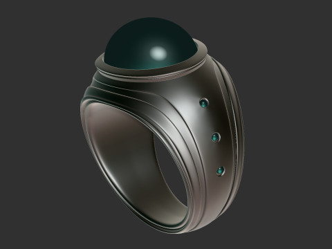 Ring signet ring with stone 3D Принт Модель