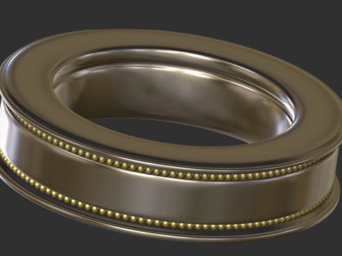 Silver ring with combined decorative ornaments 3D Print Model