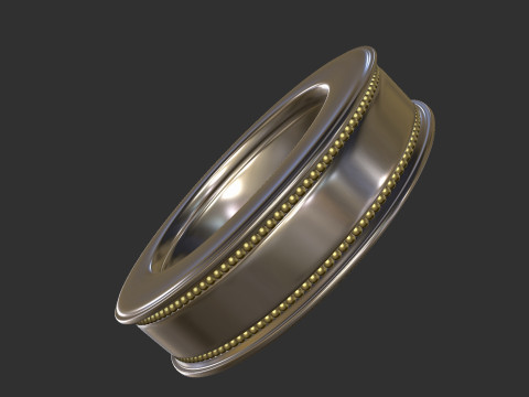 Silver ring with combined decorative ornaments 3D-printmodel