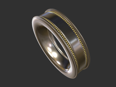 Silver ring with combined decorative ornaments 3D-printmodel