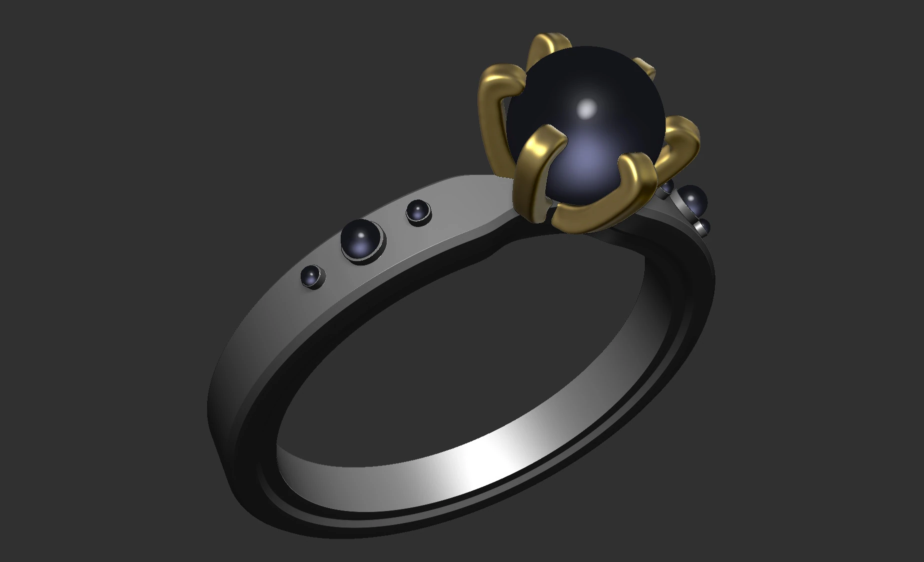 Simple blue Stone Ring with gold 3D Print Model .c4d .max .obj .3ds .fbx .stl .blend 