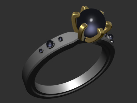 Simple blue Stone Ring with gold 3D प्रिंट मॉडल