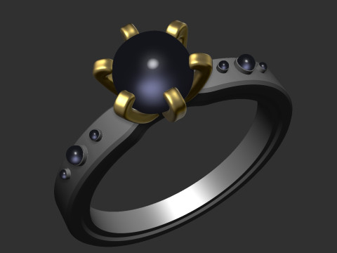Simple blue Stone Ring with gold 3D प्रिंट मॉडल