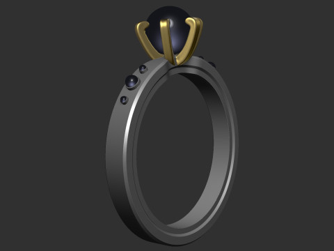 Simple blue Stone Ring with gold 3D प्रिंट मॉडल