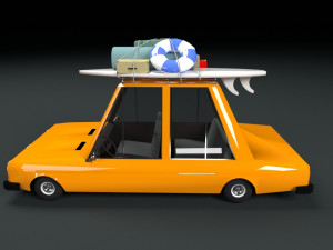 low poly cartoon car low-poly Model 3D