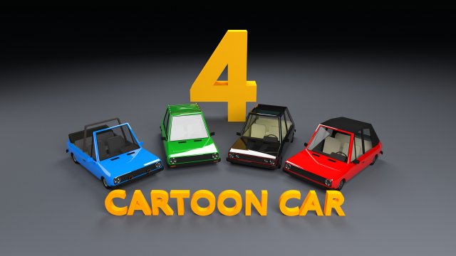 low poly cartoon car low-poly 3D Model .c4d .max .obj .3ds .fbx .stl .blend 