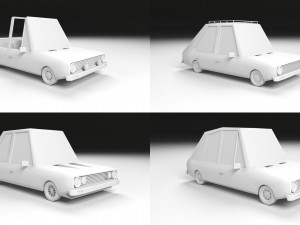 low poly cartoon car low-poly 3D Model