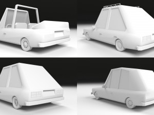 low poly cartoon car low-poly 3D Model