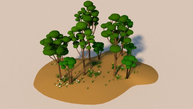 low poly cartoon trees and plants low-poly Modelo 3D .c4d .max .obj .3ds .fbx .stl .blend 
