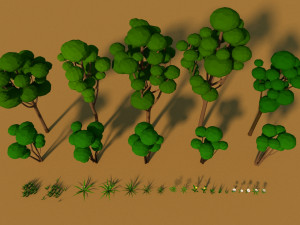 low poly cartoon trees and plants low-poly Modelo 3D
