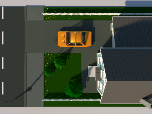 cartoon house with car low-poly 3D मॉडल