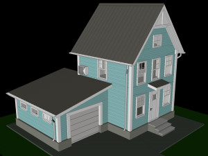 cartoon house with car low-poly 3D मॉडल