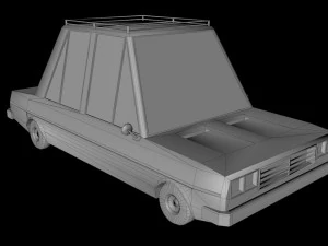 cartoon house with car low-poly 3D Model