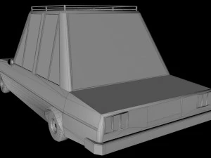 cartoon house with car low-poly 3D Model