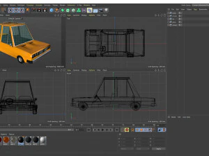 cartoon house with car low-poly 3D Model