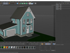 cartoon house with car low-poly 3D मॉडल