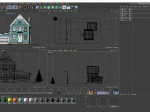 cartoon house with car low-poly 3D Model