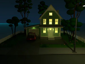 cartoon house with car 3D Model