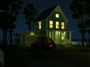 cartoon house with car 3D Модель