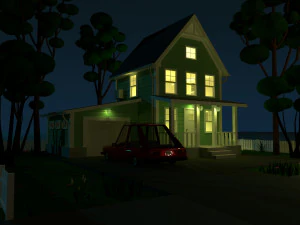cartoon house with car 3D Model