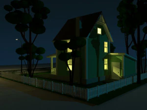cartoon house with car 3D Model