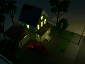 cartoon house with car 3D Model