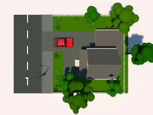 cartoon house with car 3D Model