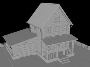 cartoon house with car 3D Model
